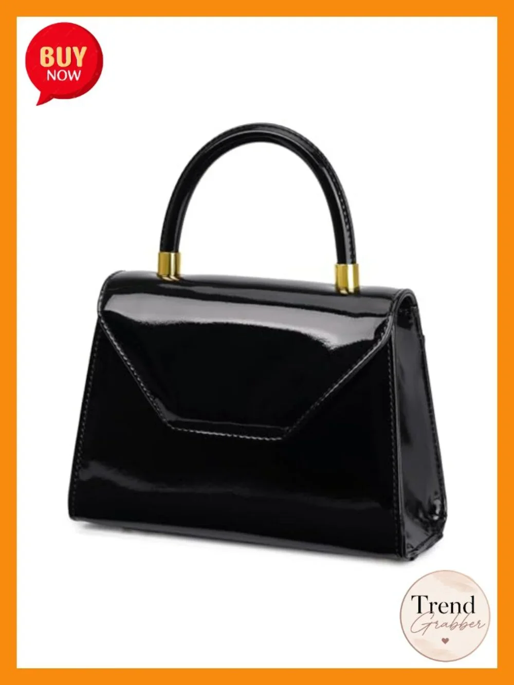 Patent Leather Top Handle Crossbody Clutch Purse with Detachable Strap